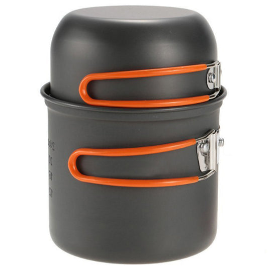Nesting Camping Cookware Set, Foldable Handles, Mesh Carry Bag