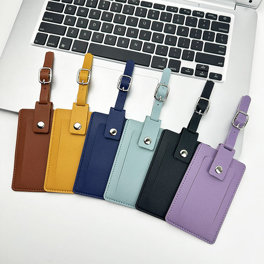 Privacy Flip Luggage Tag, PU Leather, Keeps Your ID Hidden From View