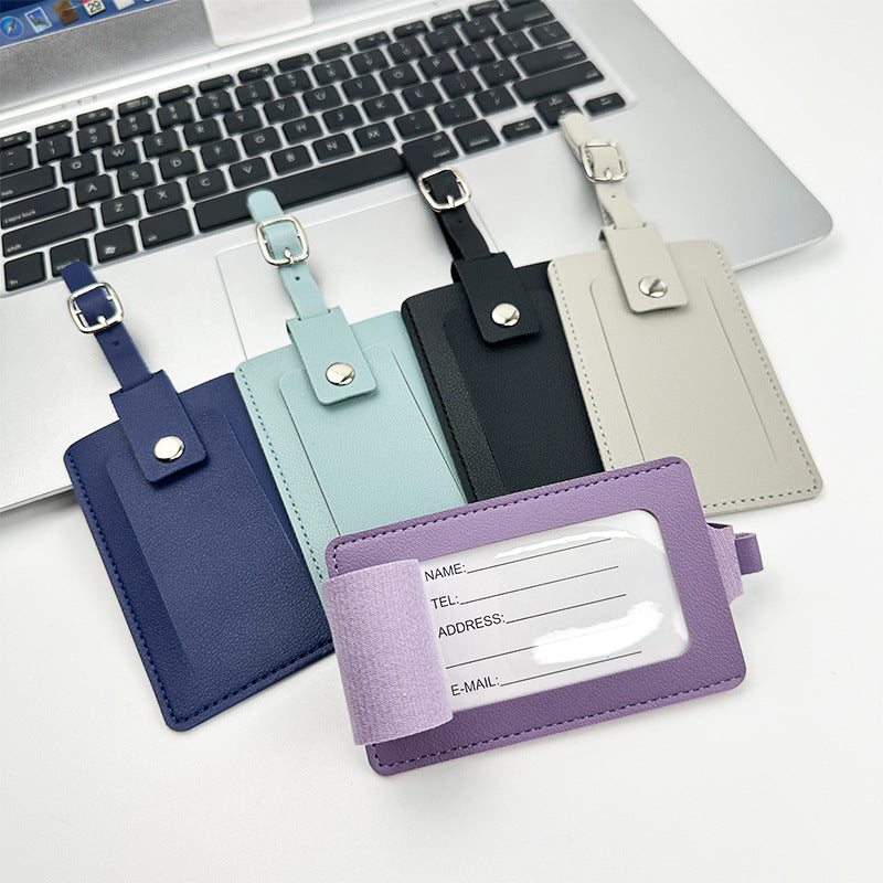 Privacy Flip Luggage Tag, PU Leather, Keeps Your ID Hidden From View