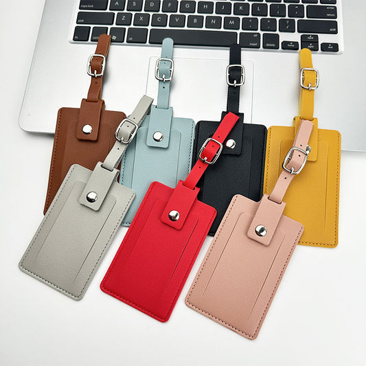 Privacy Flip Luggage Tag, PU Leather, Keeps Your ID Hidden From View